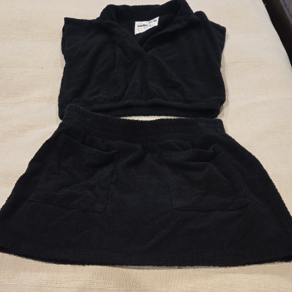 Black Mini Skater Skirt Set for Cocktail